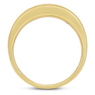 Men's 1/2ct Diamond Ring In 14K Yellow Gold, I-J-K, I1-I2