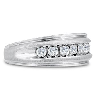 Men's 1/2ct Diamond Ring In 10K White Gold