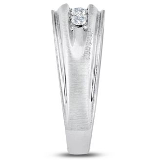 Men's 1/2ct Diamond Ring In 10K White Gold