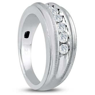 Men's 1/2ct Diamond Ring In 10K White Gold