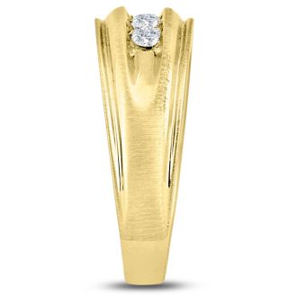Men's 1/2ct Diamond Ring In 10K Yellow Gold