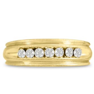 Men's 1/4ct Diamond Ring In 10K Yellow Gold