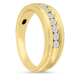 Men's 1/4ct Diamond Ring In 10K Yellow Gold