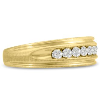 Men's 1/4ct Diamond Ring In 14K Yellow Gold, I-J-K, I1-I2