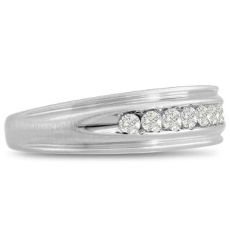 Men's 1/4ct Diamond Ring In 14K White Gold