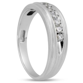 Men's 1/4ct Diamond Ring In 14K White Gold