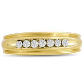 Men's 1/4ct Diamond Ring In 14K Yellow Gold