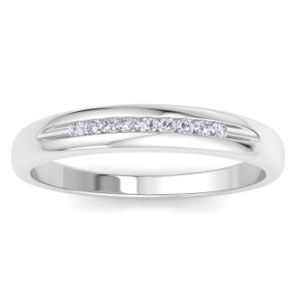 Men's 1/10ct Diamond Ring In 10K White Gold