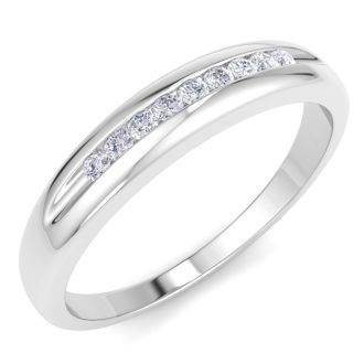 Men's 1/10ct Diamond Ring In 10K White Gold