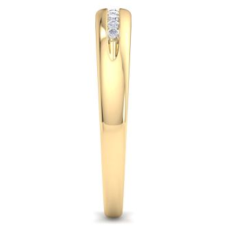 Men's 1/10ct Diamond Ring In 10K Yellow Gold