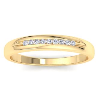 Men's 1/10ct Diamond Ring In 14K Yellow Gold