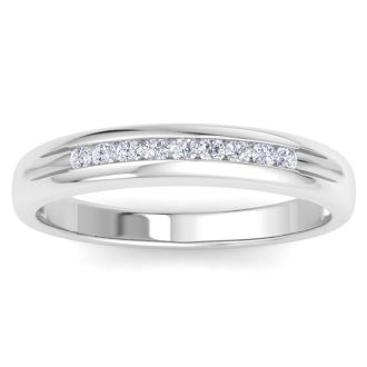Men's 1/5ct Diamond Ring In 10K White Gold, I-J-K, I1-I2