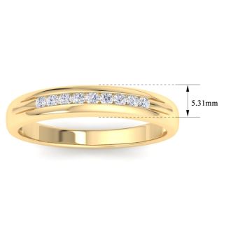 Men's 1/5ct Diamond Ring In 10K Yellow Gold, I-J-K, I1-I2