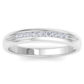 Men's 1/5ct Diamond Ring In 14K White Gold