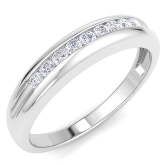 Men's 1/5ct Diamond Ring In 14K White Gold