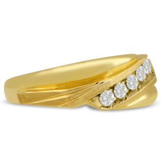 Men's 1/3ct Diamond Ring In 10K Yellow Gold, G-H, I2-I3