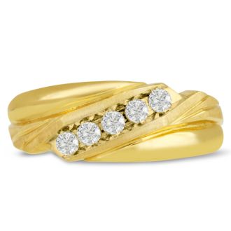 Men's 1/3ct Diamond Ring In 10K Yellow Gold, I-J-K, I1-I2