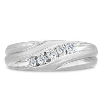 Men's 1/4ct Diamond Ring In 10K White Gold