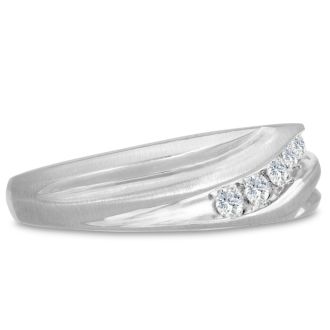 Men's 1/4ct Diamond Ring In 10K White Gold