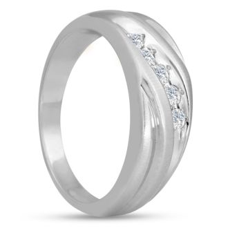 Men's 1/4ct Diamond Ring In 10K White Gold