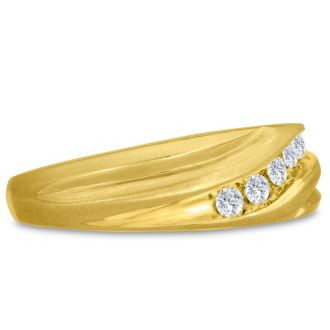 Men's 1/4ct Diamond Ring In 14K Yellow Gold