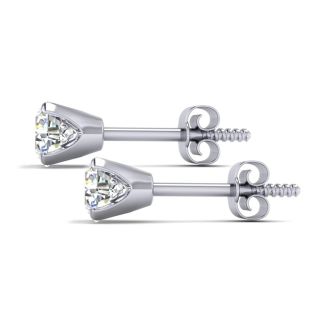 1 Carat Diamond Stud Earrings In 14 Karat White Gold