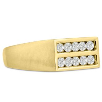 Men's 1/2ct Diamond Ring In 14K Yellow Gold, G-H, I2-I3