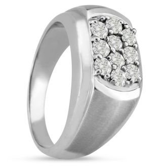 Men's 1ct Diamond Ring In 10K White Gold