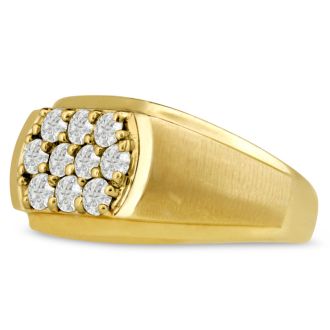 Men's 1ct Diamond Ring In 10K Yellow Gold