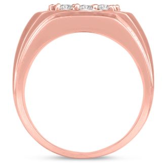 Men's 1ct Diamond Ring In 14K Rose Gold
