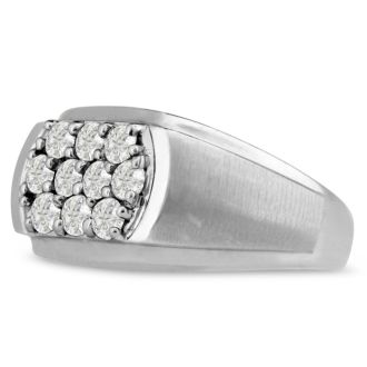 Men's 1ct Diamond Ring In 14K White Gold