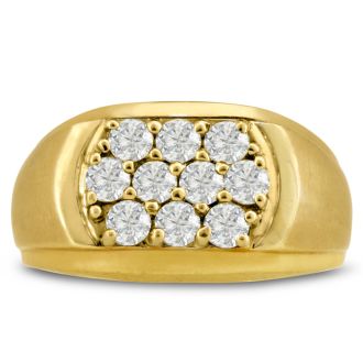 Men's 1ct Diamond Ring In 14K Yellow Gold