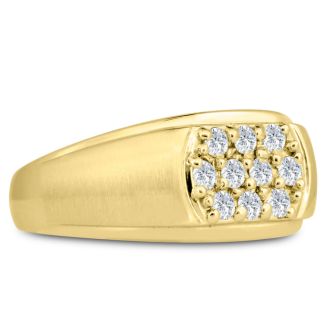 Men's 1/2ct Diamond Ring In 10K Yellow Gold