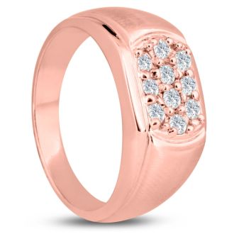 Men's 1/2ct Diamond Ring In 14K Rose Gold, I-J-K, I1-I2