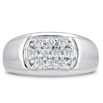 Men's 1/2ct Diamond Ring In 14K White Gold