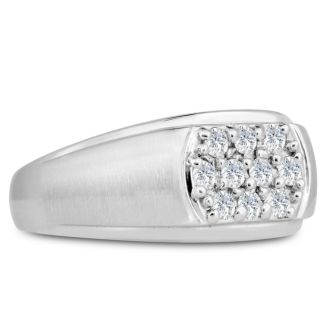 Men's 1/2ct Diamond Ring In 14K White Gold