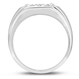 Men's 1/2ct Diamond Ring In 14K White Gold
