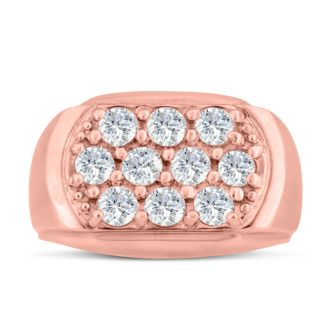 Men's 2ct Diamond Ring In 14K Rose Gold, I-J-K, I1-I2