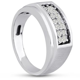 Men's 1/2ct Diamond Ring In 14K White Gold