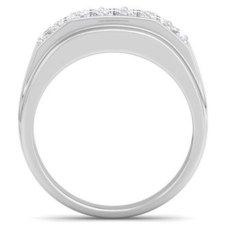 Men's 1ct Diamond Ring In 10K White Gold, G-H, I2-I3