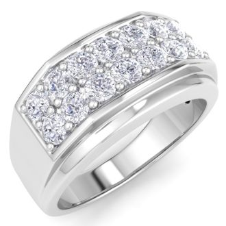 Men's 1ct Diamond Ring In 10K White Gold