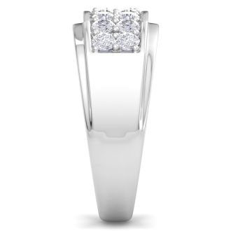 Men's 1ct Diamond Ring In 10K White Gold