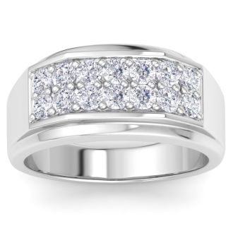 Men's 1ct Diamond Ring In 14K White Gold