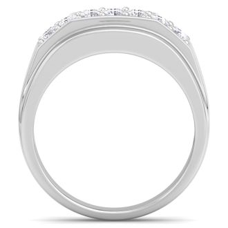 Men's 1ct Diamond Ring In 14K White Gold