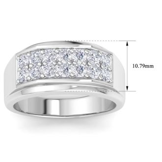 Men's 1ct Diamond Ring In 14K White Gold
