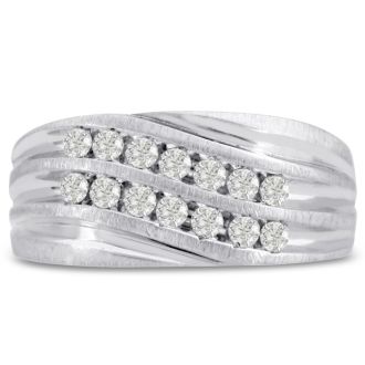 Men's 1/2ct Diamond Ring In 10K White Gold