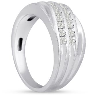 Men's 1/2ct Diamond Ring In 10K White Gold
