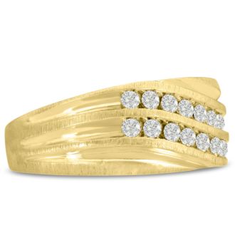 Men's 1/2ct Diamond Ring In 10K Yellow Gold