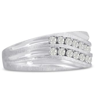 Men's 1/2ct Diamond Ring In 14K White Gold