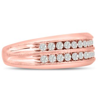 Men's 2/3ct Diamond Ring In 10K Rose Gold, I-J-K, I1-I2